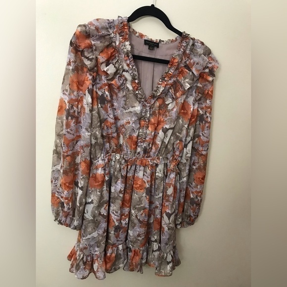 ANTHROPOLOGIE Current Air Womens Picot Stitch Ruffles Floral Mini Dress Size S - Picture 8 of 16
